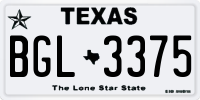 TX license plate BGL3375