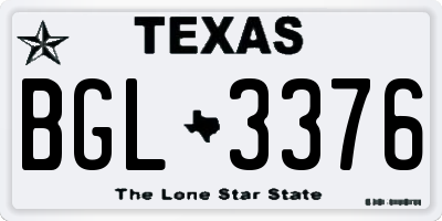 TX license plate BGL3376
