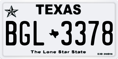 TX license plate BGL3378