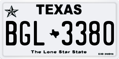 TX license plate BGL3380