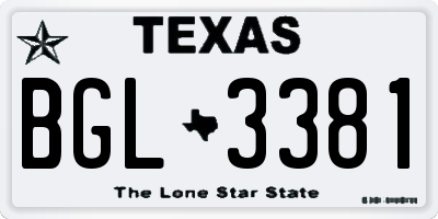TX license plate BGL3381