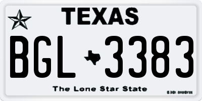 TX license plate BGL3383