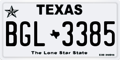 TX license plate BGL3385