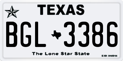 TX license plate BGL3386
