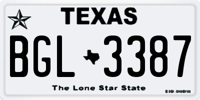 TX license plate BGL3387