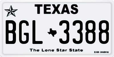 TX license plate BGL3388