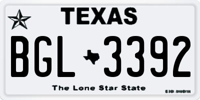 TX license plate BGL3392