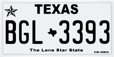 TX license plate BGL3393