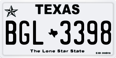 TX license plate BGL3398