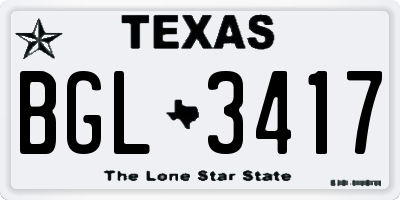 TX license plate BGL3417