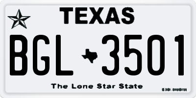 TX license plate BGL3501