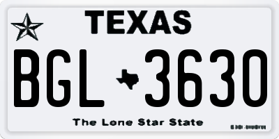 TX license plate BGL3630