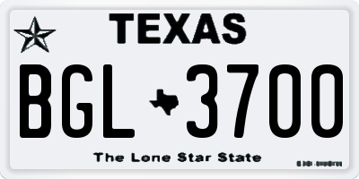 TX license plate BGL3700