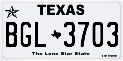 TX license plate BGL3703