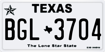 TX license plate BGL3704