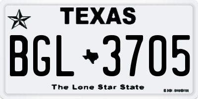 TX license plate BGL3705