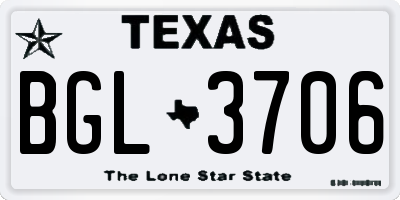 TX license plate BGL3706