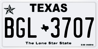 TX license plate BGL3707