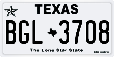 TX license plate BGL3708
