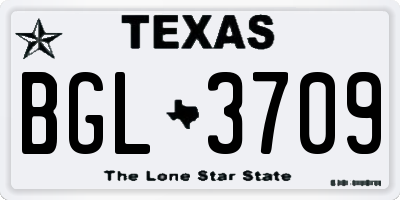 TX license plate BGL3709
