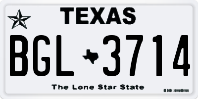 TX license plate BGL3714