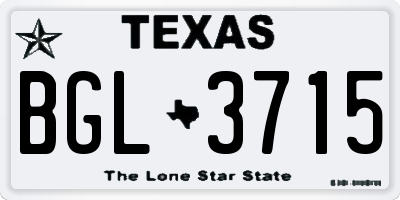TX license plate BGL3715