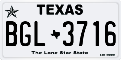 TX license plate BGL3716