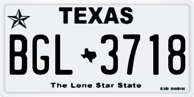 TX license plate BGL3718