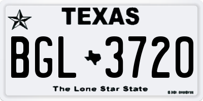 TX license plate BGL3720