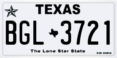 TX license plate BGL3721