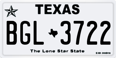 TX license plate BGL3722