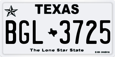 TX license plate BGL3725