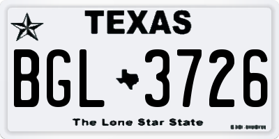 TX license plate BGL3726