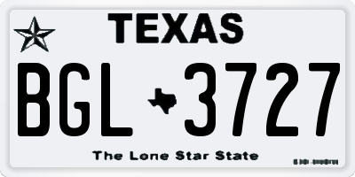 TX license plate BGL3727