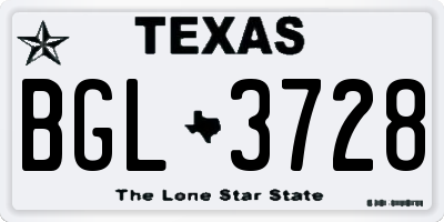 TX license plate BGL3728