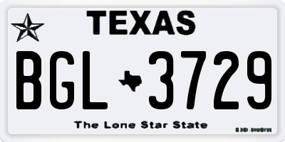 TX license plate BGL3729