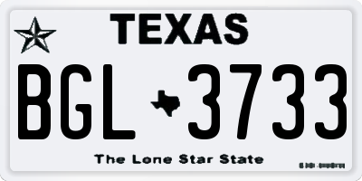 TX license plate BGL3733