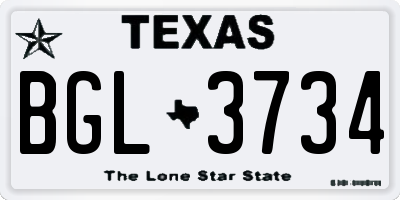 TX license plate BGL3734