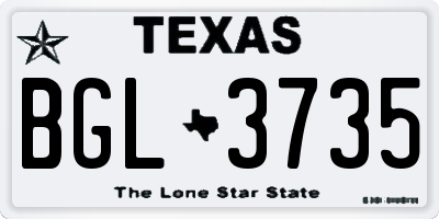 TX license plate BGL3735