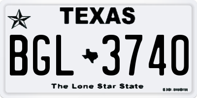TX license plate BGL3740