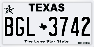 TX license plate BGL3742