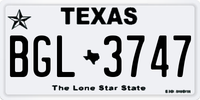 TX license plate BGL3747