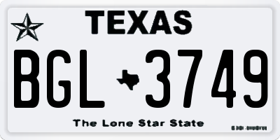 TX license plate BGL3749
