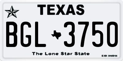 TX license plate BGL3750