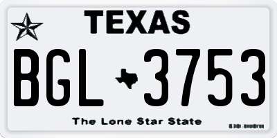 TX license plate BGL3753
