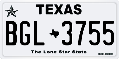 TX license plate BGL3755