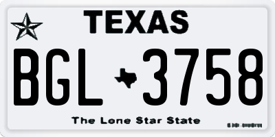 TX license plate BGL3758