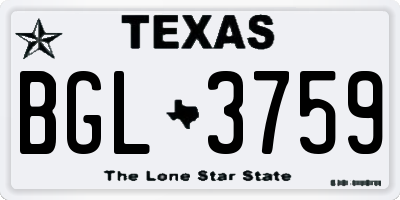 TX license plate BGL3759