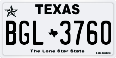 TX license plate BGL3760