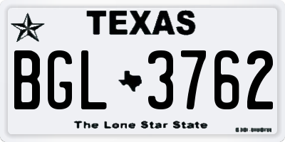 TX license plate BGL3762